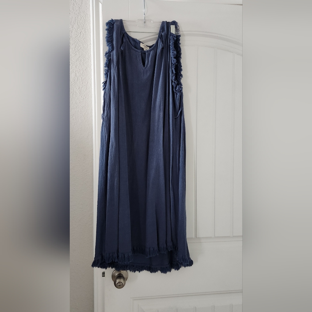 Umgee Denim Blue Colored Sleeveless Dress
